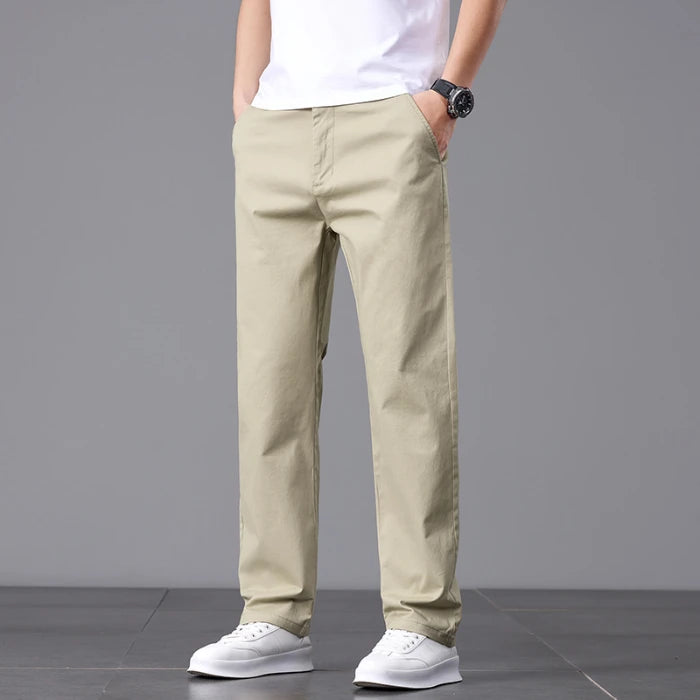 2025 Stretch Men Pants Straight Fit Cotton Golf Trouser Male Spring Summer Formal Dress Office Work Casual Black Navy Blue Khaki