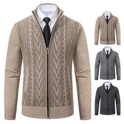 2025 autumn and winter new cashmere padded warm casual men's knitted sweater coat