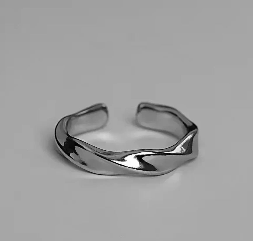 Mobius Wave Ring Silver Color Alloy Open Ring For Women Simple Retro Men Jewelry Trend Accessories Mobius Wave Ring Silver Color