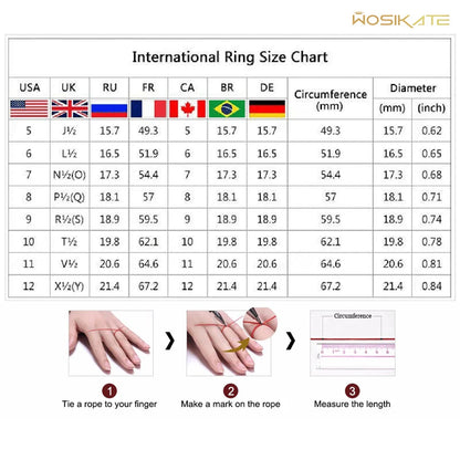 WOSIKATE Trendy Men's Ring With Geometric Square Sapphire Simple Atmosphere Male Business Ring Fashion Jewelry Size 6-10