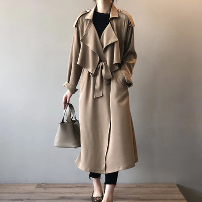 Winter Women Coat Female Trench Jacket Vintage Maxi Classic Long Trench Women Coat Oversize Female Windbreaker Blazers  Coat