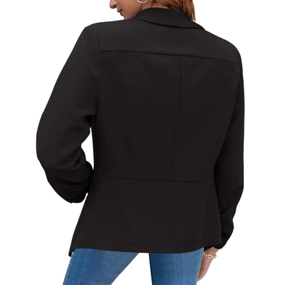 Summer Black Blazers Women 2024 Female Office Lady Nine Quarter Blazer Open Stitch Womens Slim Coats Femme Ladies Notched Tops