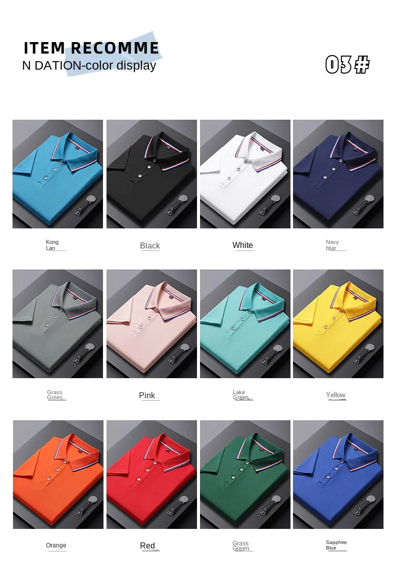 2024 Solid Color Polo Shirt Men's Business Polo Collar Half sleeved Top 2024 Summer Casual Short sleeved T-shirt for Men an