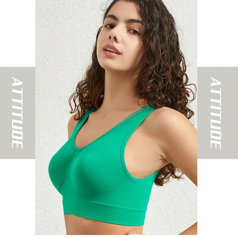 Women's S-5XL Seamless Bra Push-Up Sports Bra Non-wire Crop Tops Solid Color Sexy Lingerie No Pads Breathable Female Brassiere