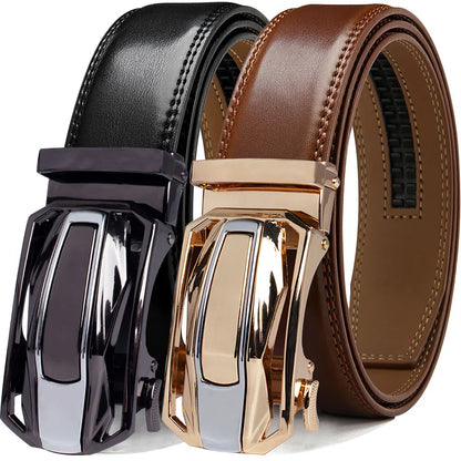 Men Belt Genuine Leather Cow Strap Automatic Belt Sports Car Brand Fashion Automatic Buckle Waist Strap Black Male Belts for Men