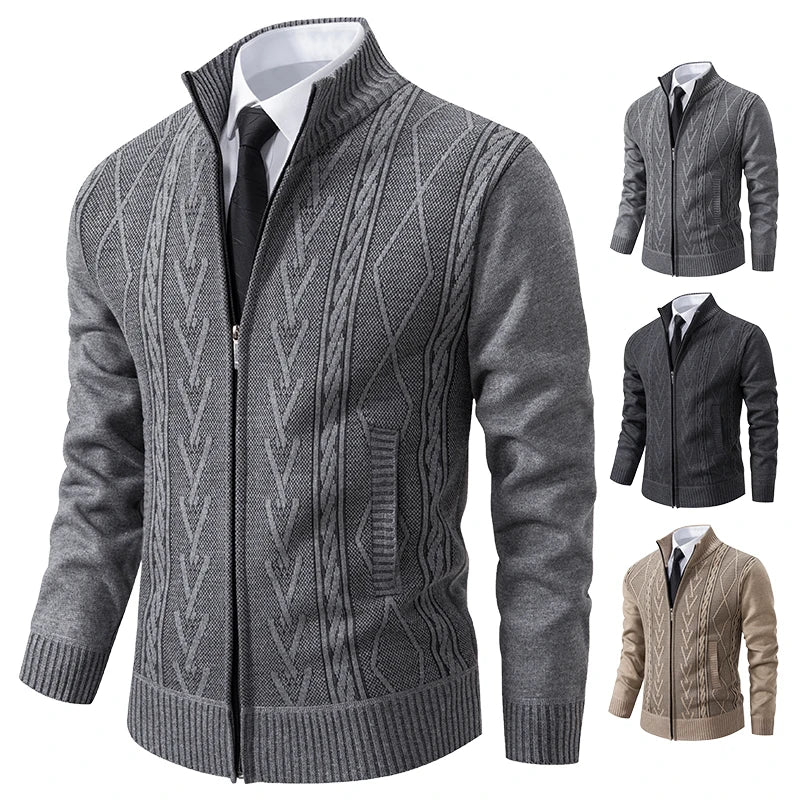 2025 autumn and winter new cashmere padded warm casual men's knitted sweater coat