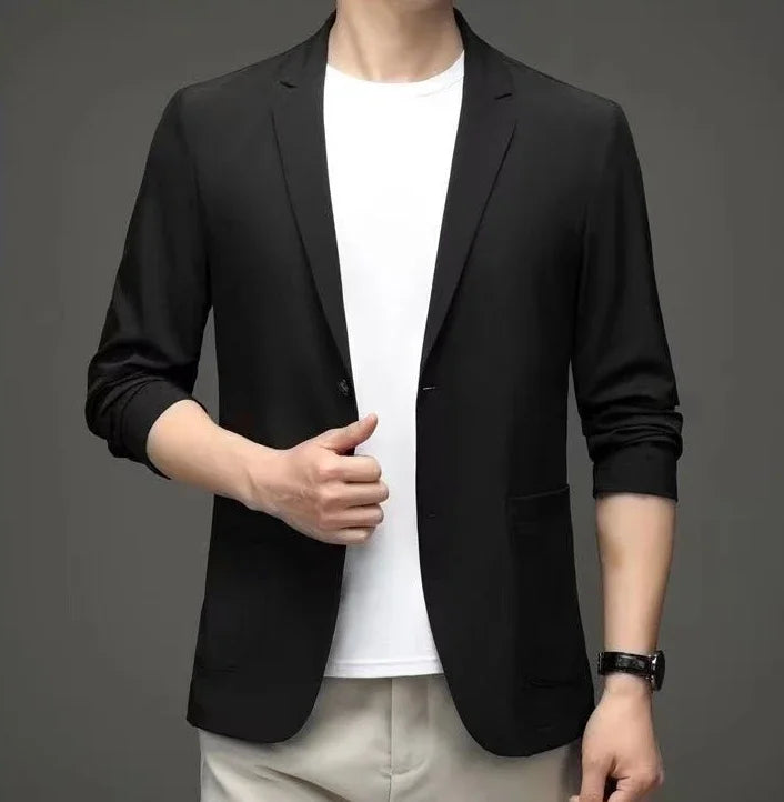 Party Coats Man Suits and Blazers Single Breasted Jacket for Men Black Menswear Summer Simple Clothing New in Spring Clothes