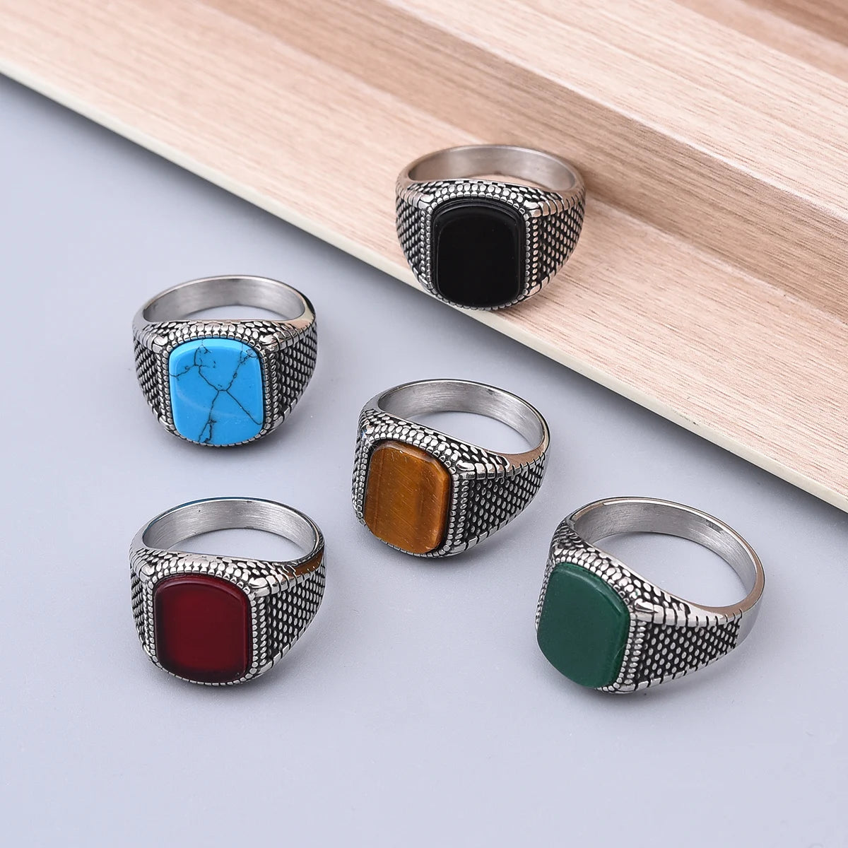 R3248 Men's High Quality 316LStainless Steel Onyx Rings Classic Fashion Trend Jewelry Eco-Friendly Material