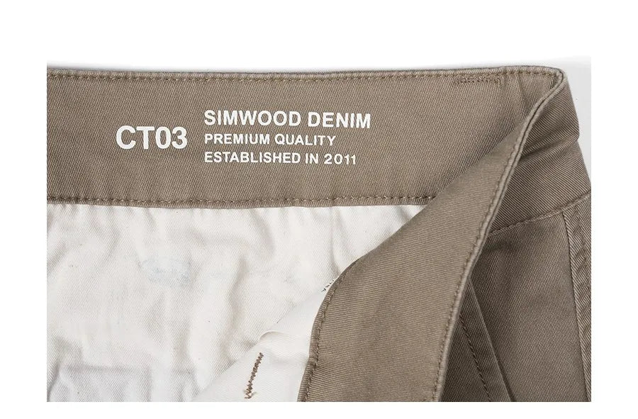 SIMWOOD 2024 Autumn New Comfortable Tapered Chinos Pants Men 250gsm Fabric Classical Trousers