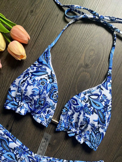 RUOTONSEPT Sexy Blue and white porcelain Print Bikini Set Women's Swimsuit Two-piece Swimwear Bathing Suit Brazilian Biquinis