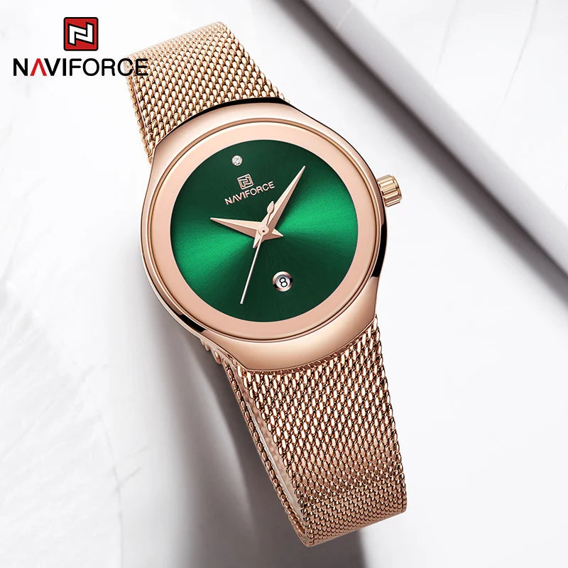 Top Luxury NAVIFORCE Women‘s Business Office Wristwatches Female Stainless Steel Strap Waterproof Girl Bracelet Relogio Feminino