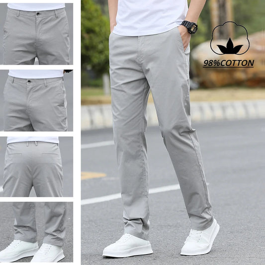 Men's High-Quality Chinos -Cotton Casual Trousers - Breathable Straight Pants (Sizes w28-w40)