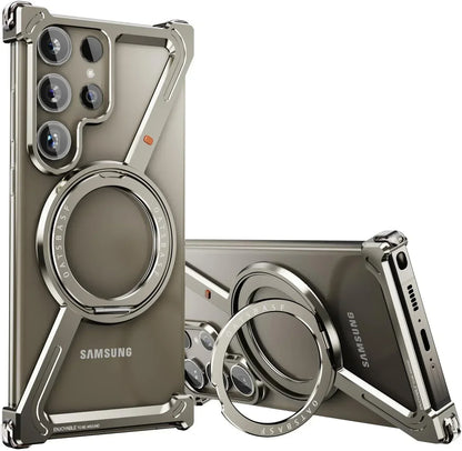 Eary Phone Case for Samsung Galaxy S25 S24 Ultra  with Magsafe Magnetic Ring Stand 360°Rotating Frameless Metal Shockproof Cover