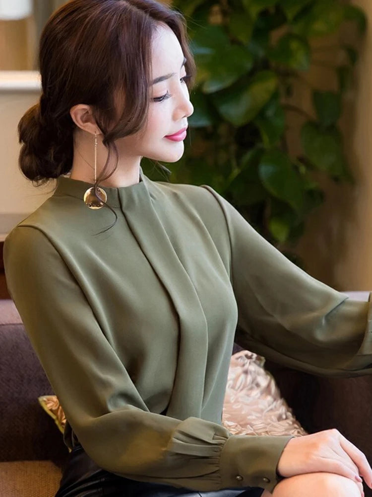 New Autumn Spring Tops Women Fashion Ladies Long Sleeve Shirts Casual Chiffon Blouse 2025 Work Wear Office Blusas Femininas