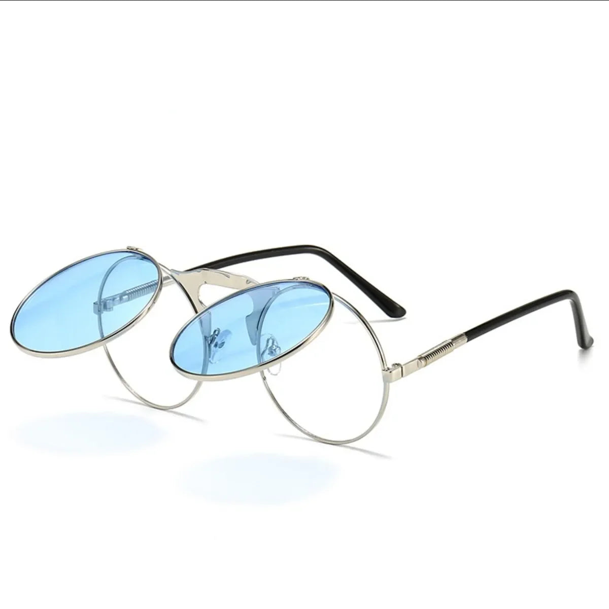 Flip Sun Glasses Steampunk Fold Men Women Double Lens Clear Alloy Frame Eyewear Eyeglasses Shade UV400