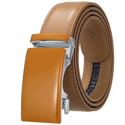 Brand New Mens Belts Casual Automatic Buckle Black Red Brown Male Cow Genuine Leather Trouser Belt