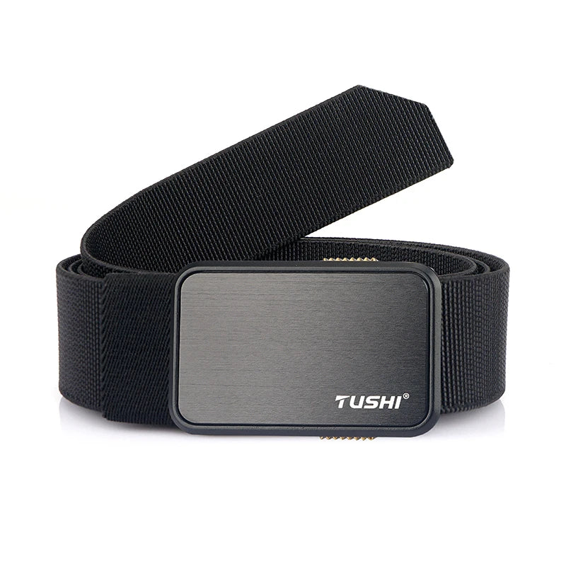 VATLTY 35mm Men's Elastic Belt Soft Strong Nylon Zinc Alloy Quick Release Buckle Unisex Stretch Belt Work Waistband Straps Male