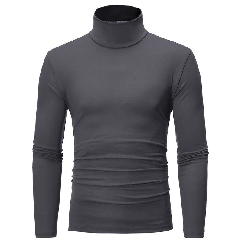 New Fashion Base Tee Shirt Men Slim Fit Knit High Neck Pullover Turtleneck Sweater Tops Shirt