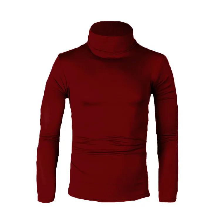 New Fashion Base Tee Shirt Men Slim Fit Knit High Neck Pullover Turtleneck Sweater Tops Shirt