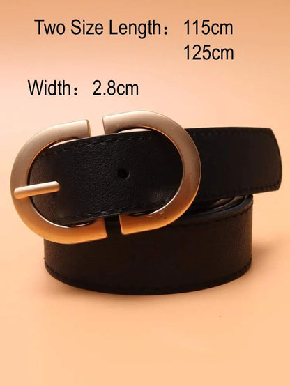 Women Leather Belt for Jeans Pants Dress Waist Belt with Gold Buckle for Women Girls