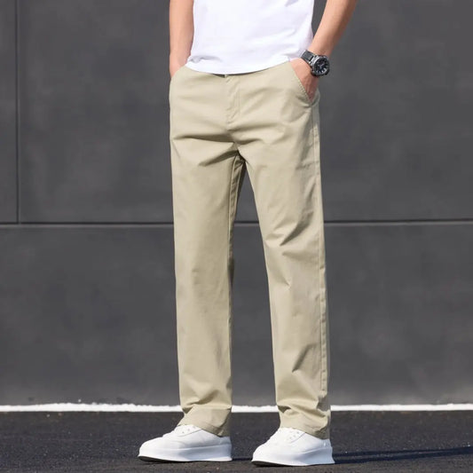 2025 Stretch Men Pants Straight Fit Cotton Golf Trouser Male Spring Summer Formal Dress Office Work Casual Black Navy Blue Khaki