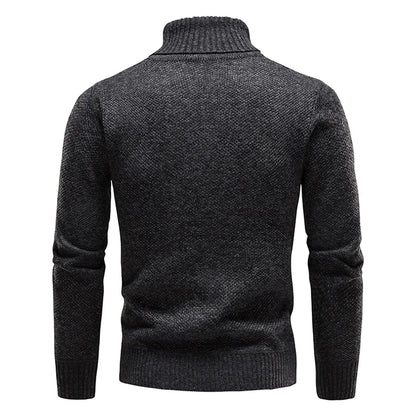 Autumn Winter Fleece Sweater Men Thicker Turtleneck Warm Pullover Slim Fit Man Clothes Luxury Brand Black Brown Jumpers Elastic