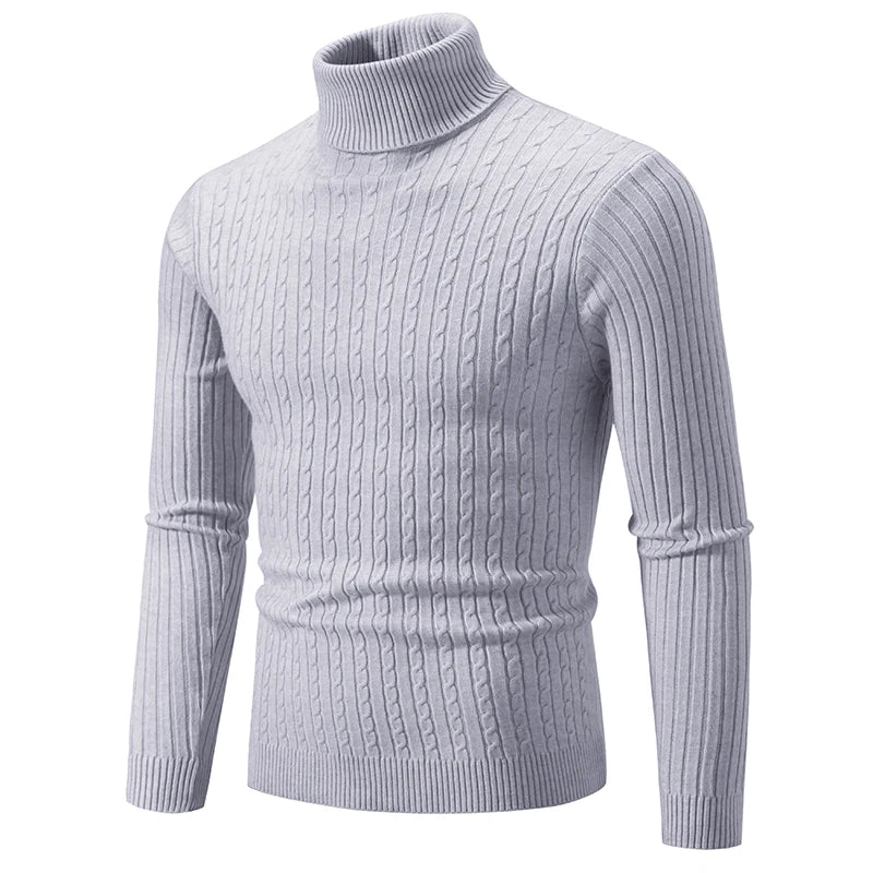 New Men's Turtleneck Sweater Casual Men's Knitted Sweater Warm Fitness Men Pullovers Tops