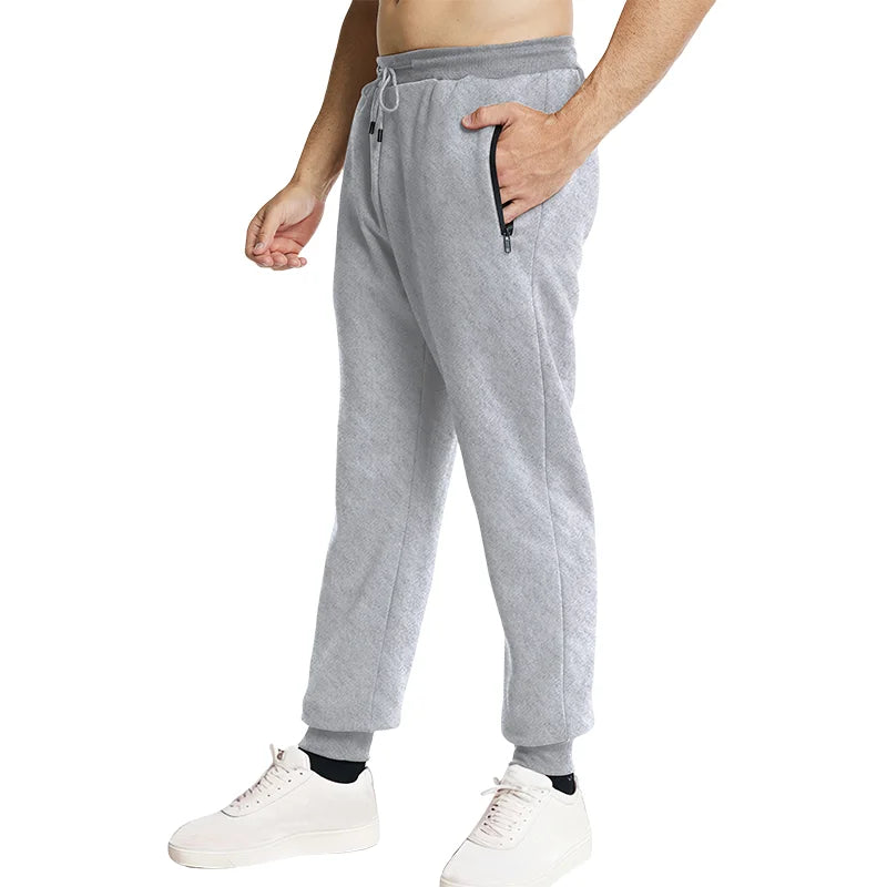 New Sweatpants Side Zipper Pockets Men Joggers Track Pants Elastic Waist Sport Casual Trousers Baggy Fitness Gym Clothing