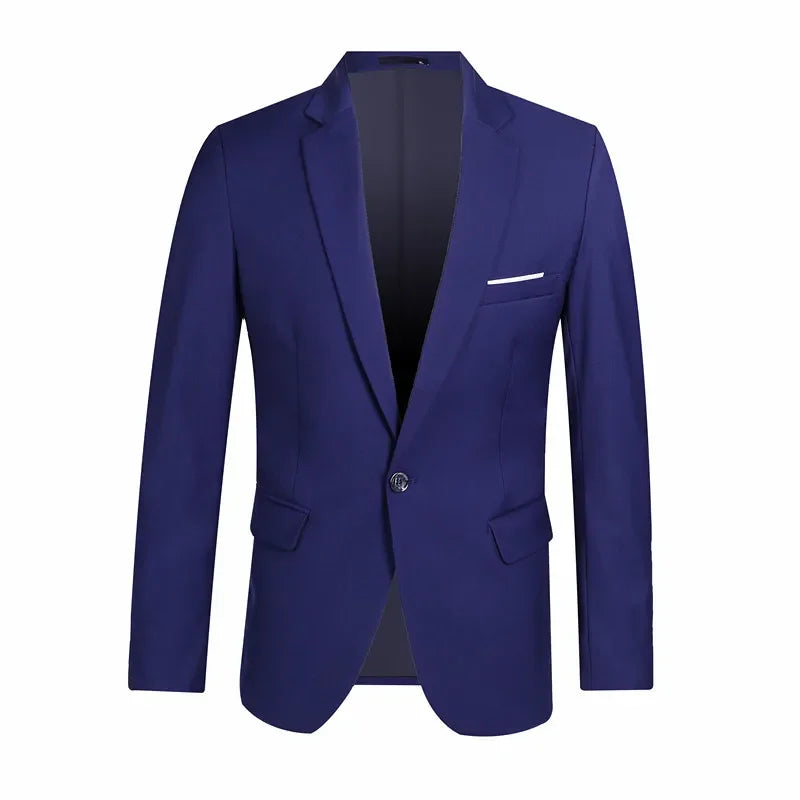 Blue Men Blazers Work Office 2024 Men Tuxedos For Formal Occasions Pockets Coat Blazers Male Custom Men's Business Slim Blazers