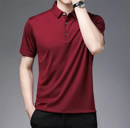 2024 Men's New Solid Color Business Casual POLO Shirt Summer Fashion Casual Short Sleeve Comfortable and Breathable Top