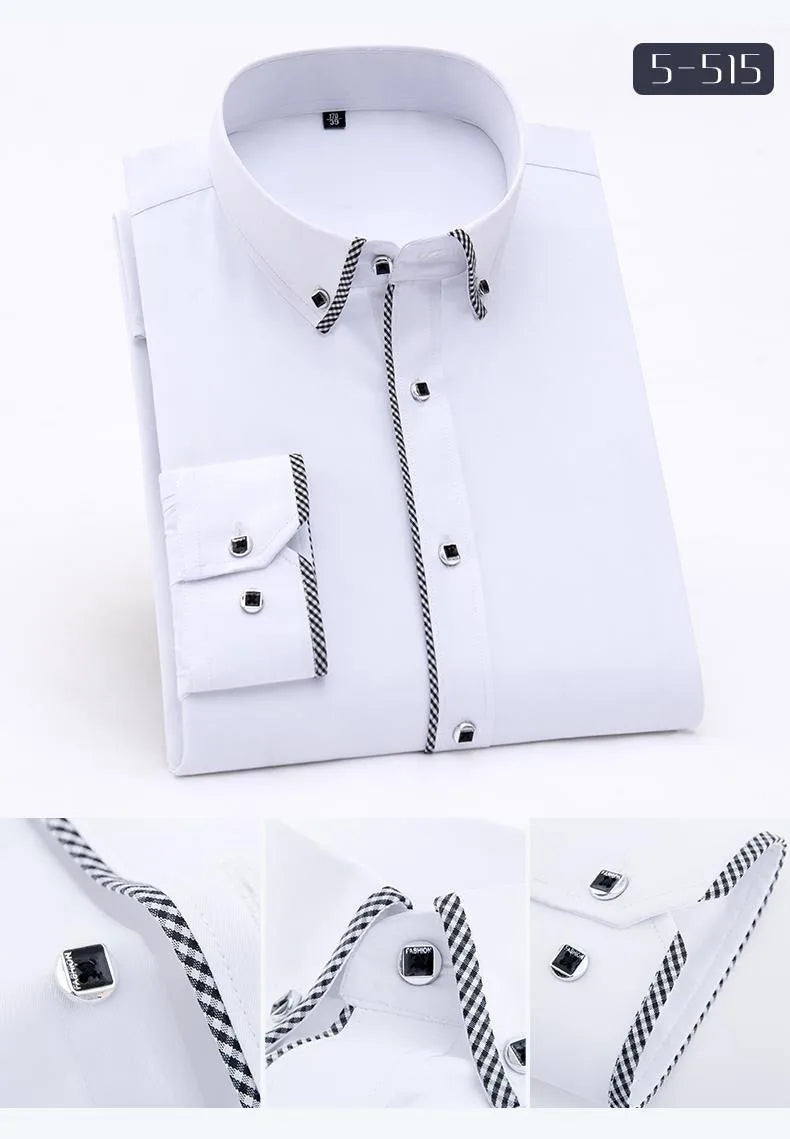 White Shirt for Men Long Sleeves Office Business Button-down Dress Shirts Casual Male Korean Fashion Slim Fit 5XL 6XL 7XL 8XL