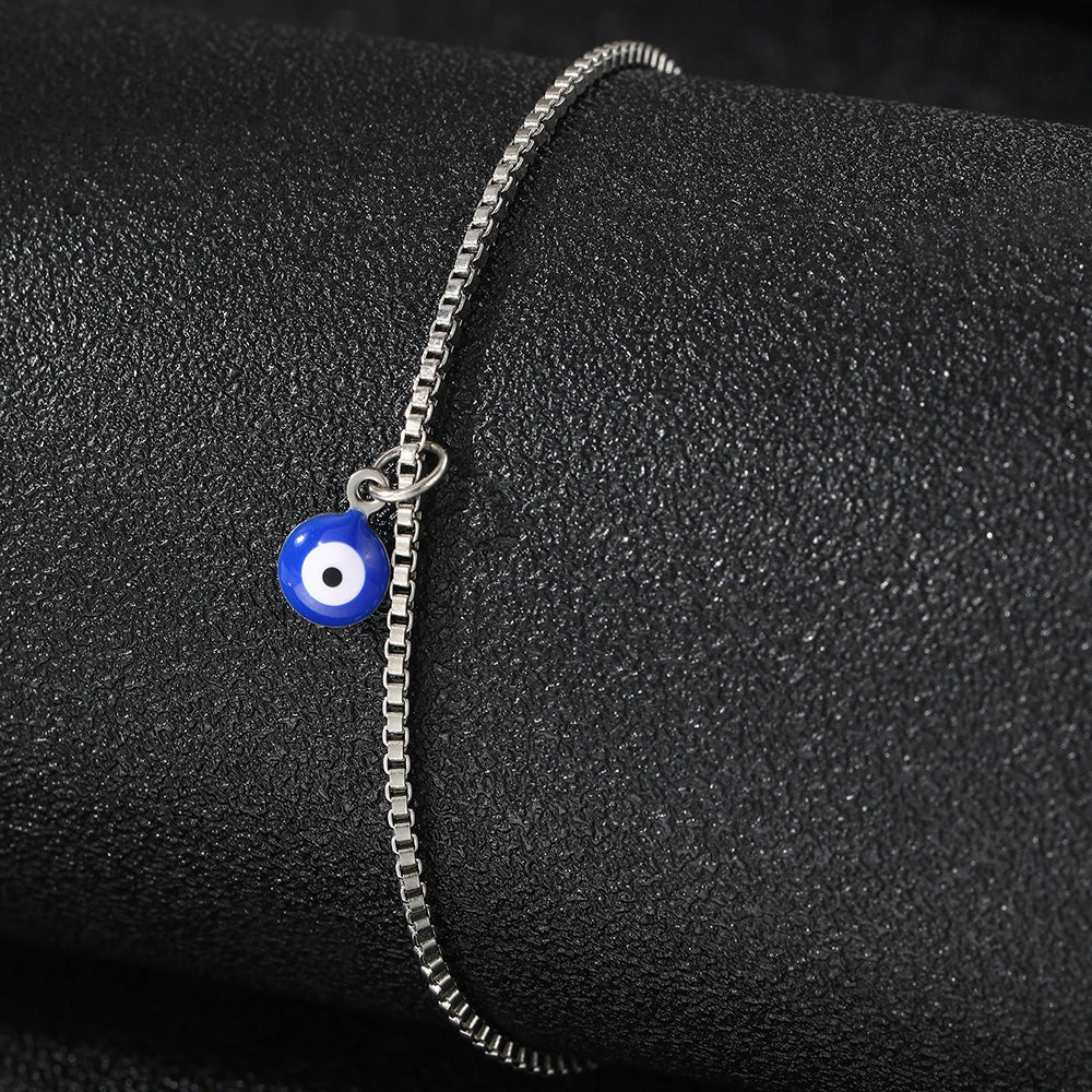 Stainless Steel anklet New personalized design Designs Acrylic Blue Eye Pendant subtlety anklet For Women Jewelry Party Gifts