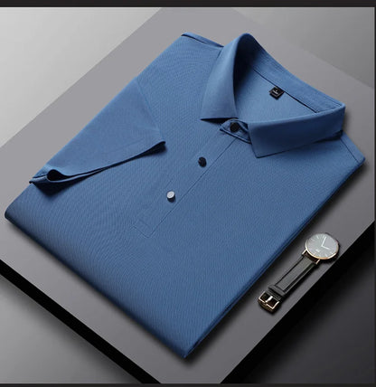 YJKVUR 2024 Summer New Polo Shirt Men 3 Buttons Casual Work T Shirts Quick Dry Short Sleeve Golf Shirt High Quality Plus Size