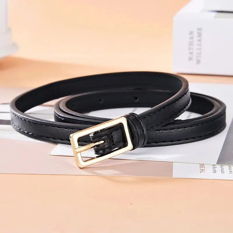 Women's Belt Minimalist Trendy Thin Belt High End Authentic Casual Versatile Needle Button Belt with Skirts Jeans Lady Belts New