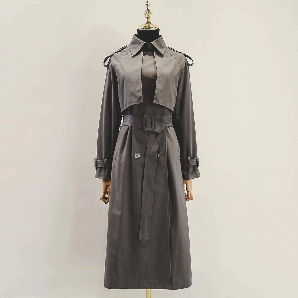 2025 Fall / Autumn New Design Women Stylish Cotton Long Trench Coat Female Windbreaker