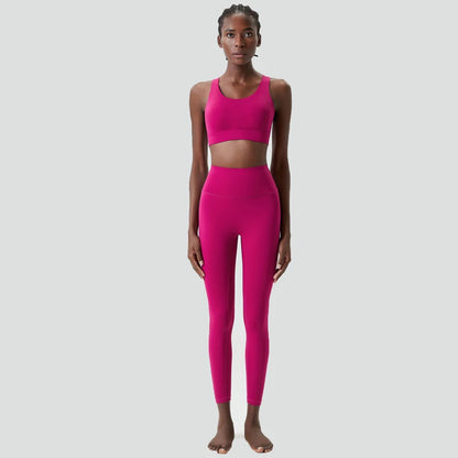 Women Two Pieces Fitness Yoga Set Solid Color Super Stretch Soft Gym Running Suit Buttery Soft Breathable Workout Clothes