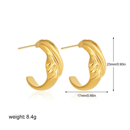 Geometric Stainless Steel Gold Sliver Color Bilayer Stud Earring for Women Irregular Metal Texture Fashion Jewelry Gift