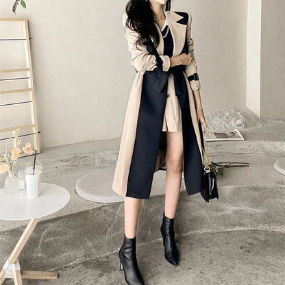 Autumn Mature Style Women's Trench Coat Thin Lined Khaki Coats Lengthened Windbreaker Mature Women Clothing