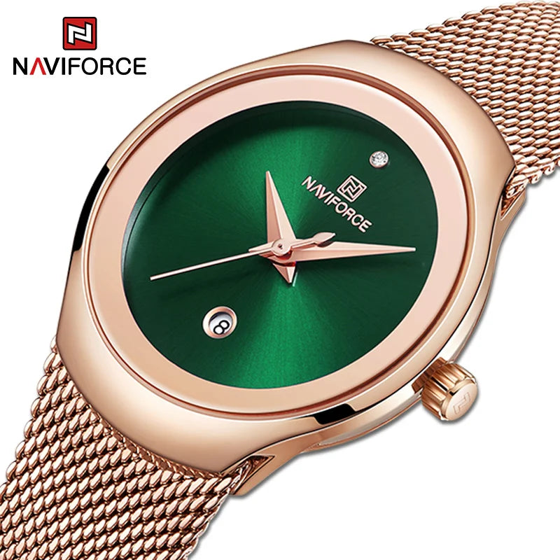 Top Luxury NAVIFORCE Women‘s Business Office Wristwatches Female Stainless Steel Strap Waterproof Girl Bracelet Relogio Feminino