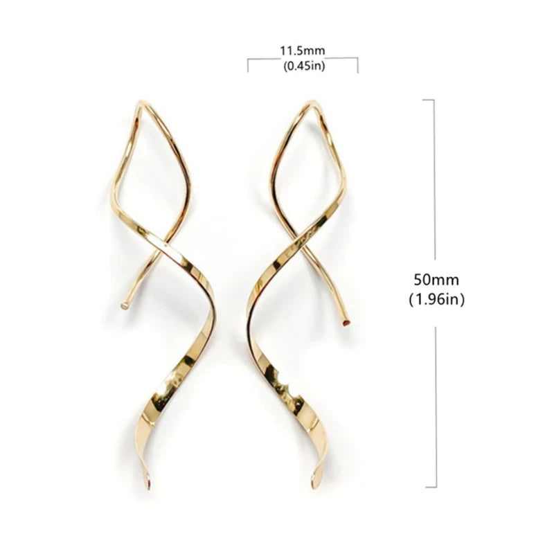 Simple Spiral Threader Earrings Irregular Helix Wave Curve Ear Line Cuff Stainless Steel Dangling Earring Women Fashion Jewelry