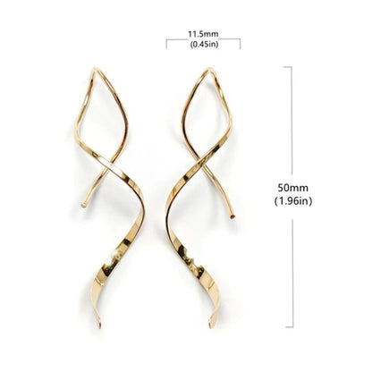 Simple Spiral Threader Earrings Irregular Helix Wave Curve Ear Line Cuff Stainless Steel Dangling Earring Women Fashion Jewelry