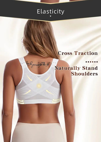 Front Closure Posture Corrector Lift Up Bra Women Push Up Cross Back Underwear Shockproof Sports Support Fitness Vest Bras S-5XL