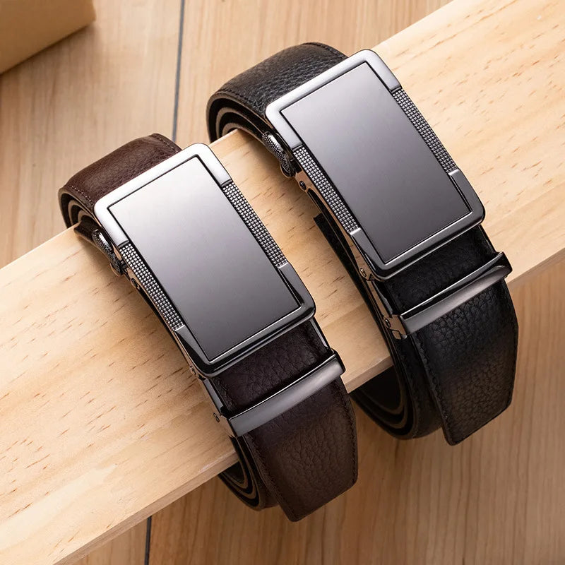 BISON DENIME Male Belts  Automatic Alloy Buckle Business Casual Men Waist Strap Fashion Cow Genuine Leather Belt Free Shipping