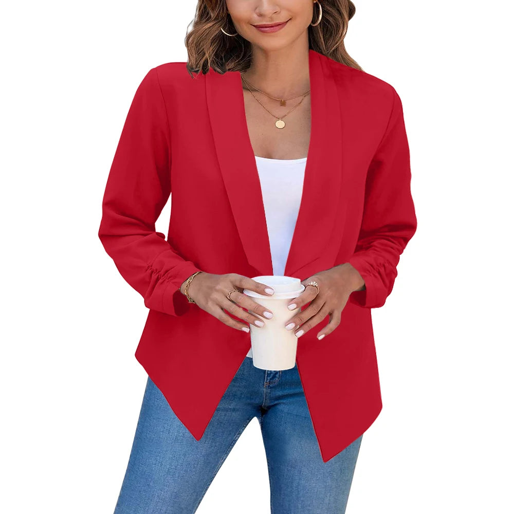 Summer Black Blazers Women 2024 Female Office Lady Nine Quarter Blazer Open Stitch Womens Slim Coats Femme Ladies Notched Tops