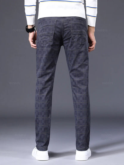 High Quality Brand Clothing Classics Plaid Casual Pants Men 98%Cotton Retro Business Banquet Check Trousers Male Plus Size 40 42