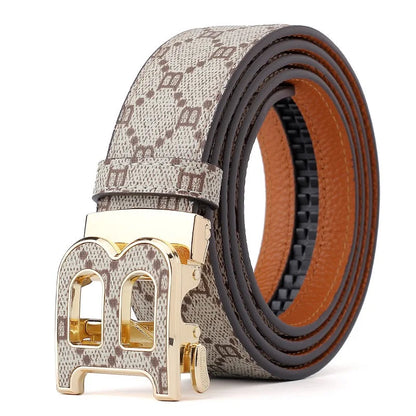 High Quality 3.4cm Business Men Belt Luxury Brand Designer famous canvas Leather Belts for men Jeans Strap Male Buckle belt