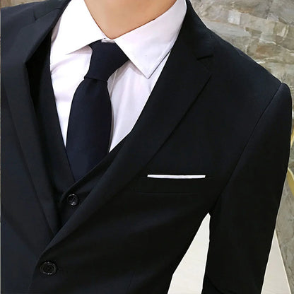 Men Suit Regular Slight Stretch Solid Color Three Piece Set Trousers Blazer Waistcoat Casual For Office Business