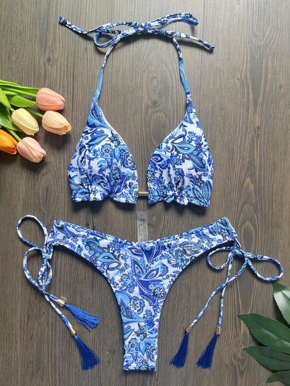 RUOTONSEPT Sexy Blue and white porcelain Print Bikini Set Women's Swimsuit Two-piece Swimwear Bathing Suit Brazilian Biquinis