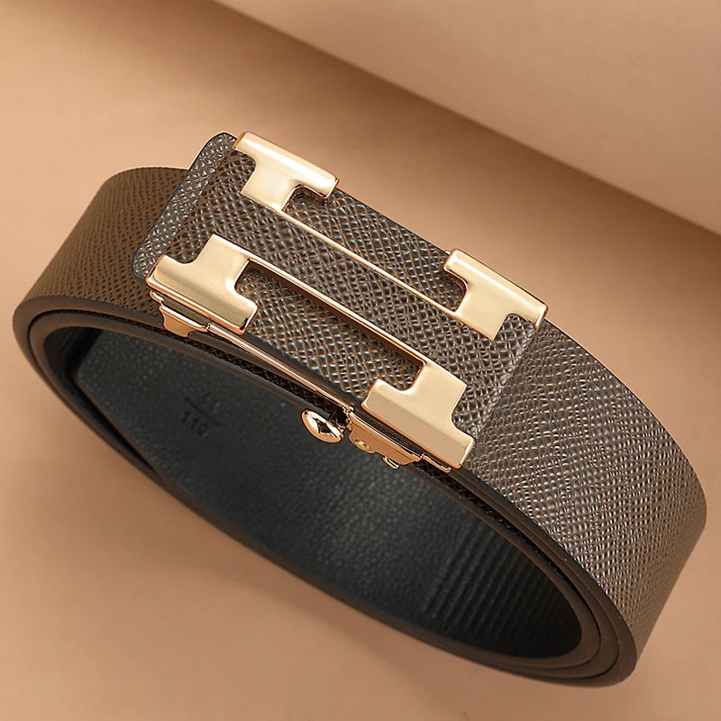 High Quality Casual 34mm Men's Belt Designer Genuine Leather Belts Strap Male Metal Smooth Buckle Fashion men belt for jeans