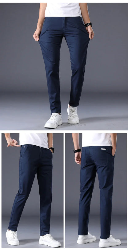 7 Colors Men's Classic Summer Thin Casual Pants Business Fashion Stretch Cotton Slim Solid Color Trousers Male Brand Clothes